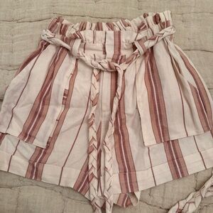 Shabby Chic Stripe Paperbag Shorts with Braided Belt